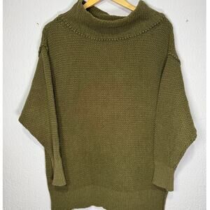Free People Sweater Knit Cozy Mock Neck Army Green Womens XS